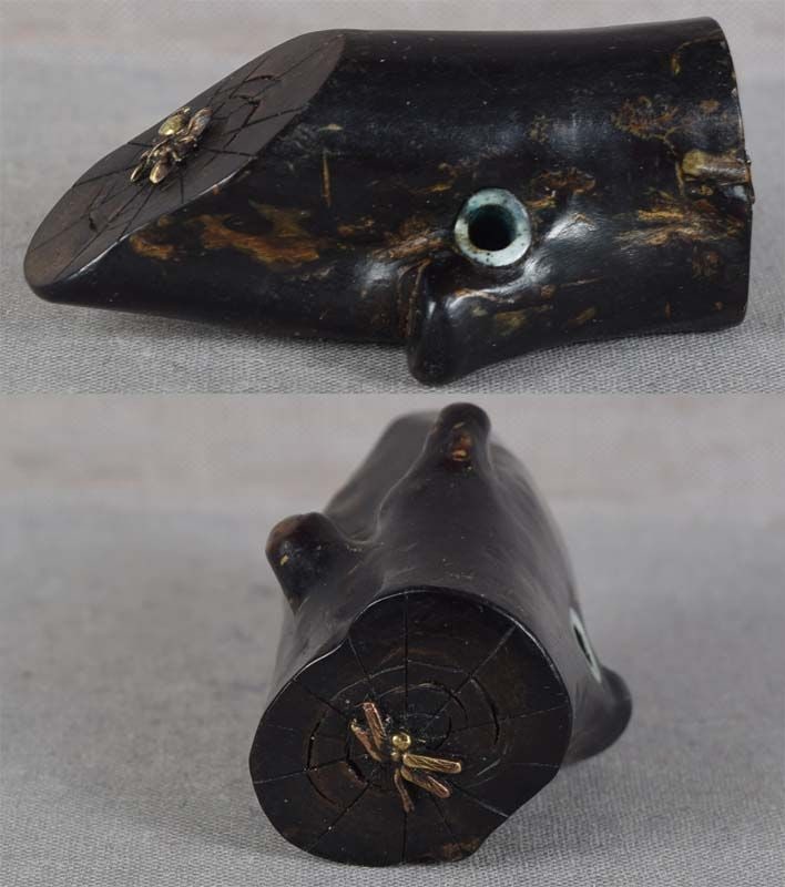 19c coral netsuke SPIDER & DRAGONFLY - 3