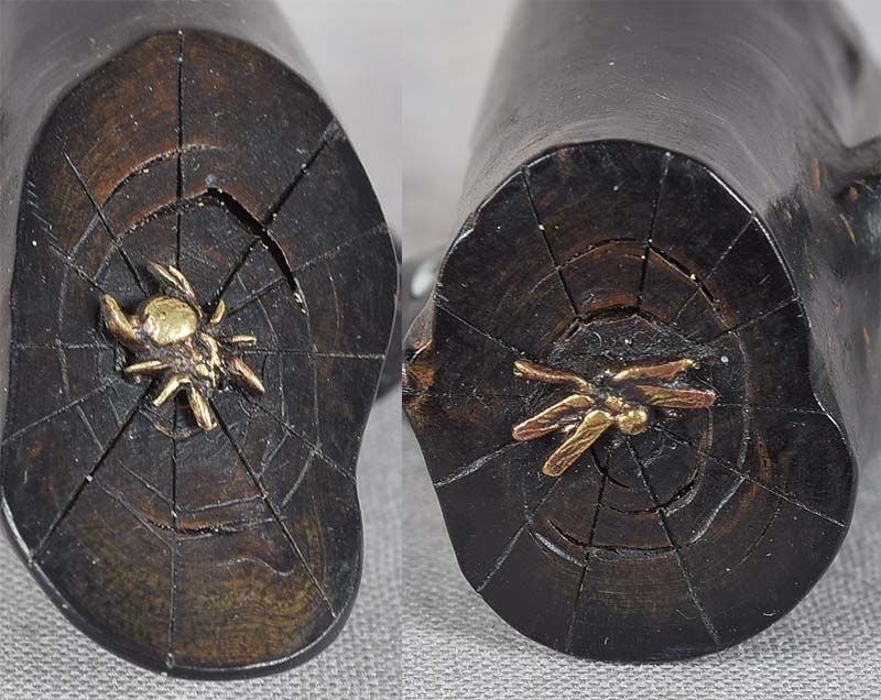 19c coral netsuke SPIDER & DRAGONFLY - 4
