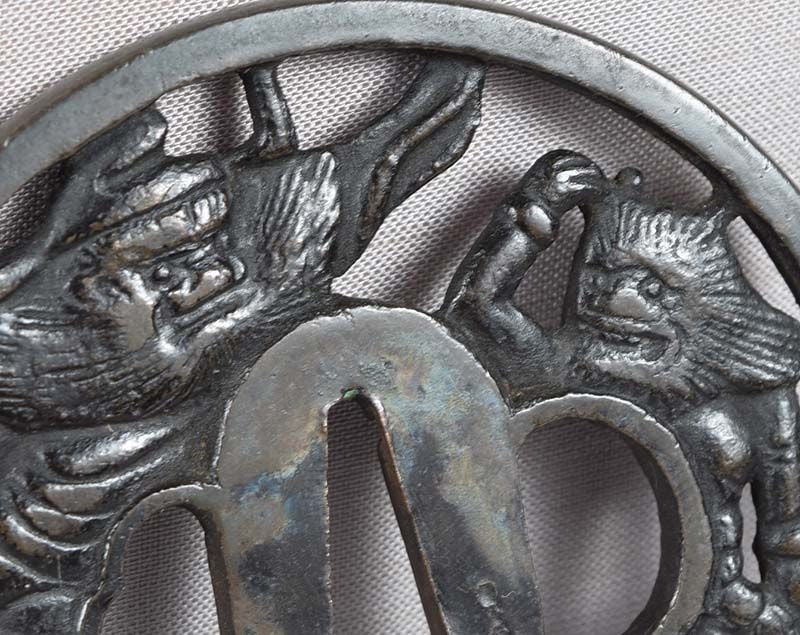18/19c Japanese sword TSUBA SHOKI demon queller & oni - 5