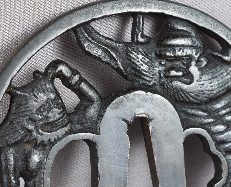 18/19c Japanese sword TSUBA SHOKI demon queller & oni - 6