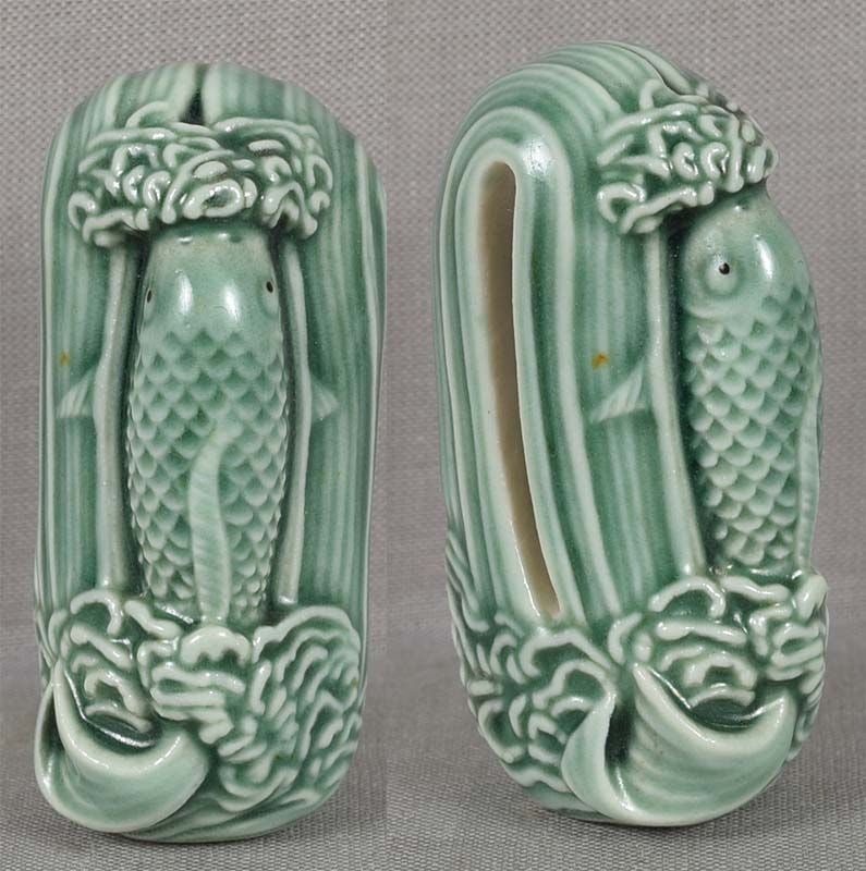 Porcelain netsuke CARP in waterfall by ARMIN MULLER original box - 2