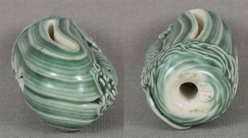 Porcelain netsuke CARP in waterfall by ARMIN MULLER original box - 5