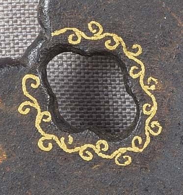 18c Japanese sword tanto TSUBA golden scrolls - 3