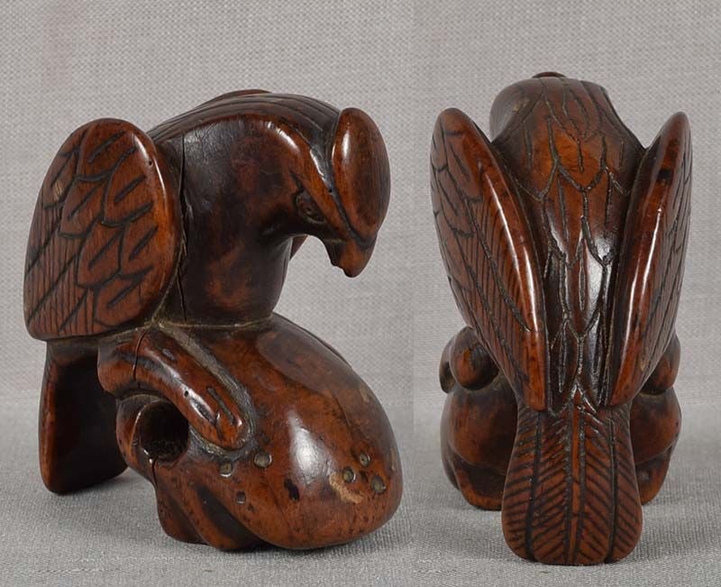 Early 18c netsuke EAGLE ON rock - 3