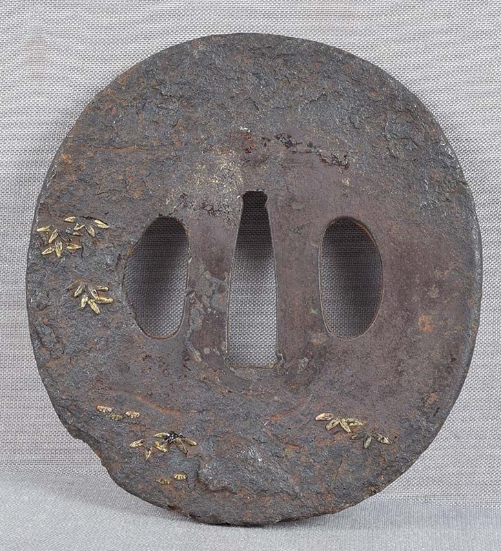 17/18c TSUBA inlaid SCHOLARS in bamboo grove - 2