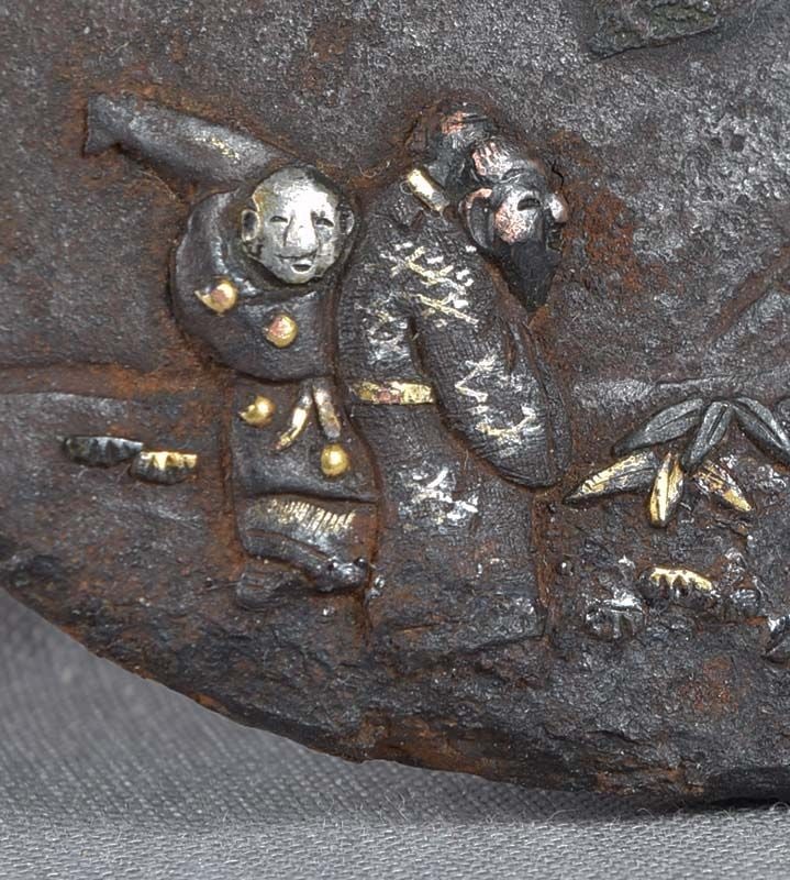 17/18c TSUBA inlaid SCHOLARS in bamboo grove - 5