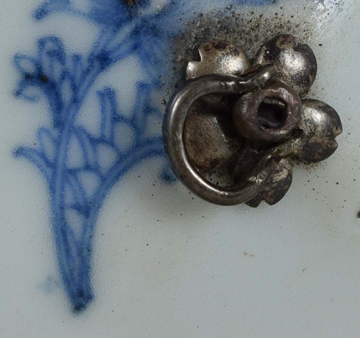 19c metal & porcelain netsuke DAIKOKU SHAVING head of FUKUROKUJU - 6