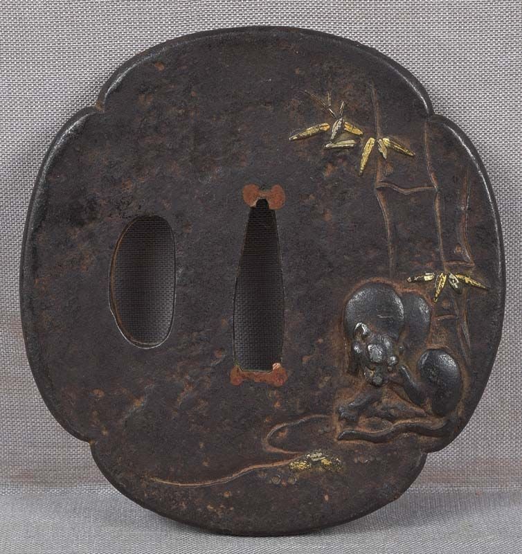 18c Japanese sword TSUBA TIGER & bamboo (1 of 4)