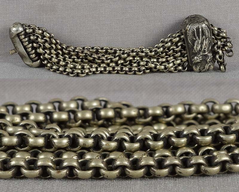 19c netsuke / pouch DRAGON CHAIN - 2