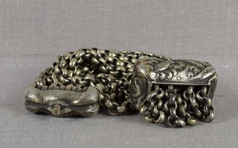 19c netsuke / pouch DRAGON CHAIN - 6