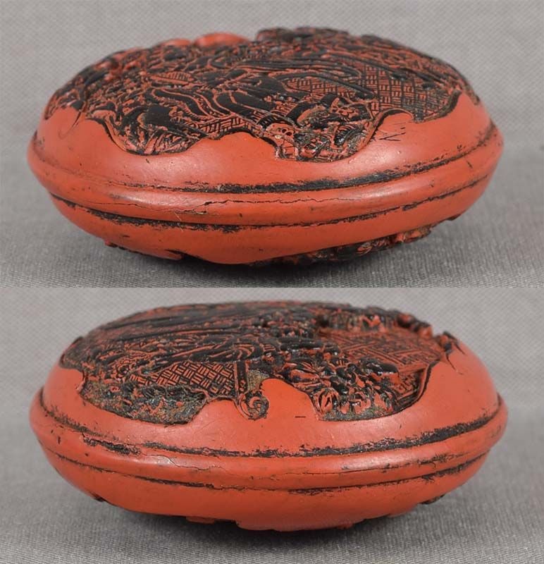 19c lacquer & horn netsuke QUEEN WU with attendants - 3