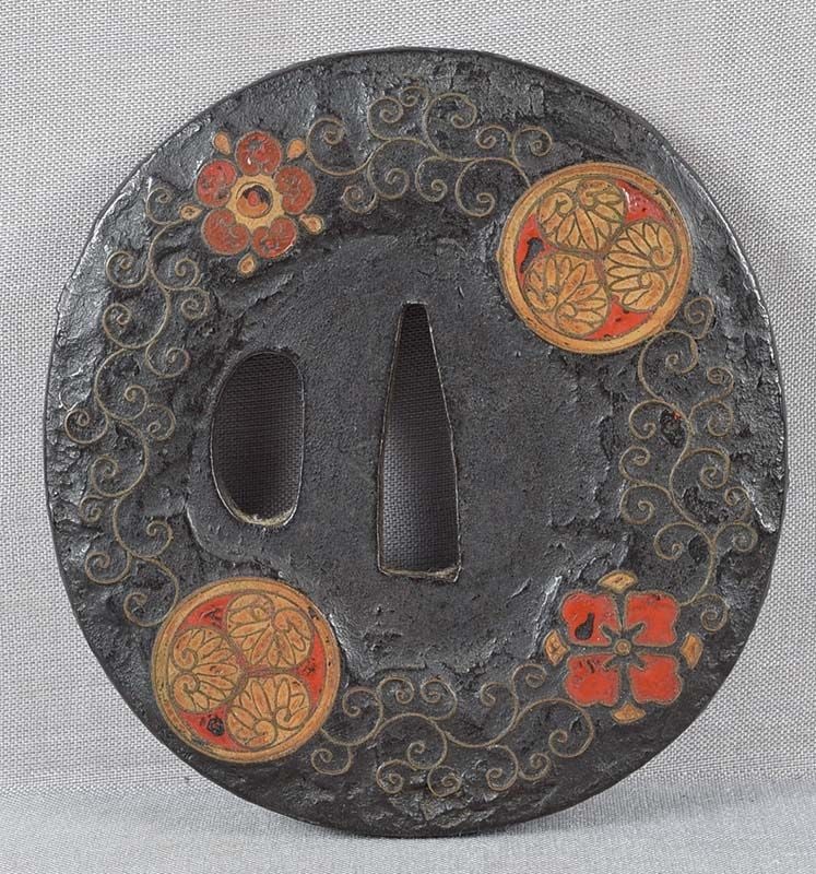 18c Japanese sword TSUBA cloisonne TOKUGAWA samurai CREST (1 of 6)