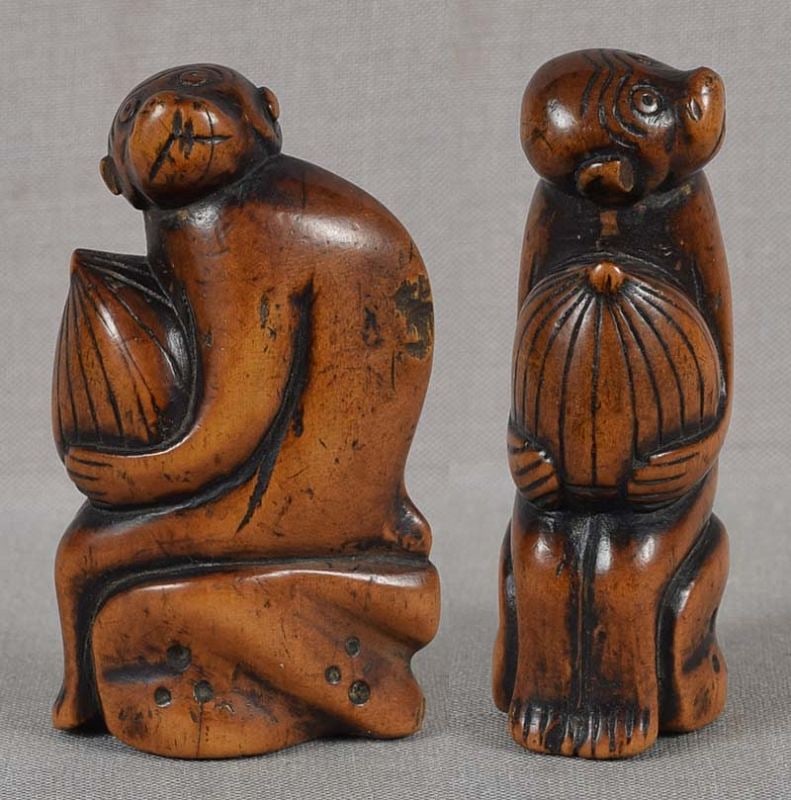 18c netsuke MONKEY with CHESTNUT - 4