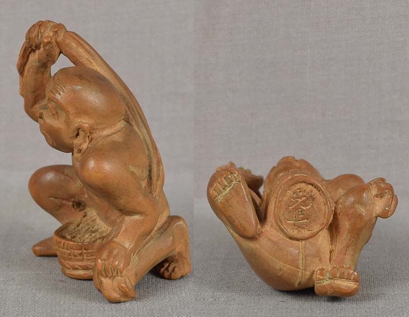 19c netsuke BATHING MAN with towel by MITSUNAGA - 5