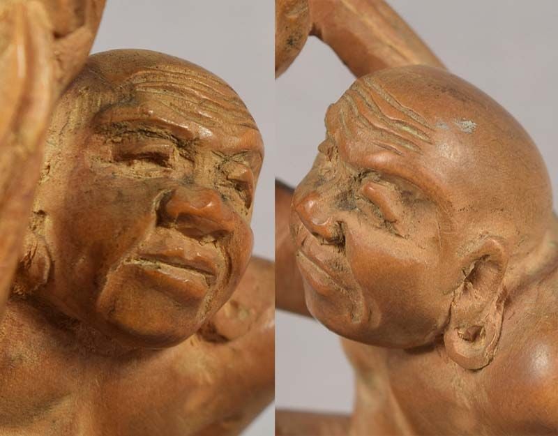 19c netsuke BATHING MAN with towel by MITSUNAGA - 6