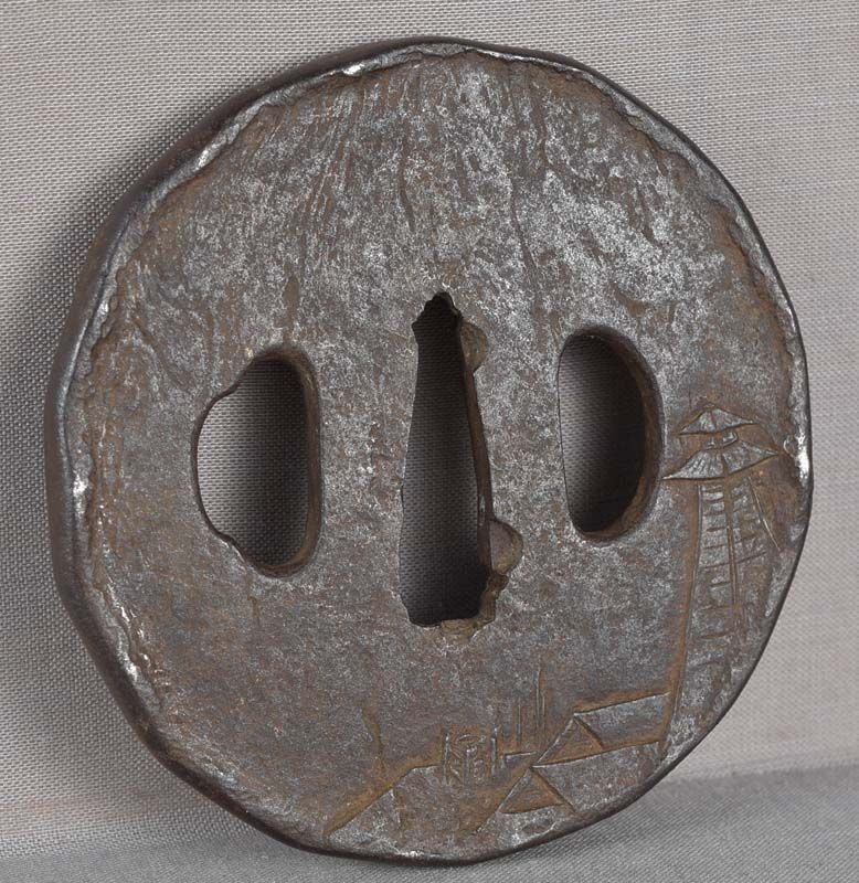 18c Japanese sword TSUBA TENGU in flight - 2