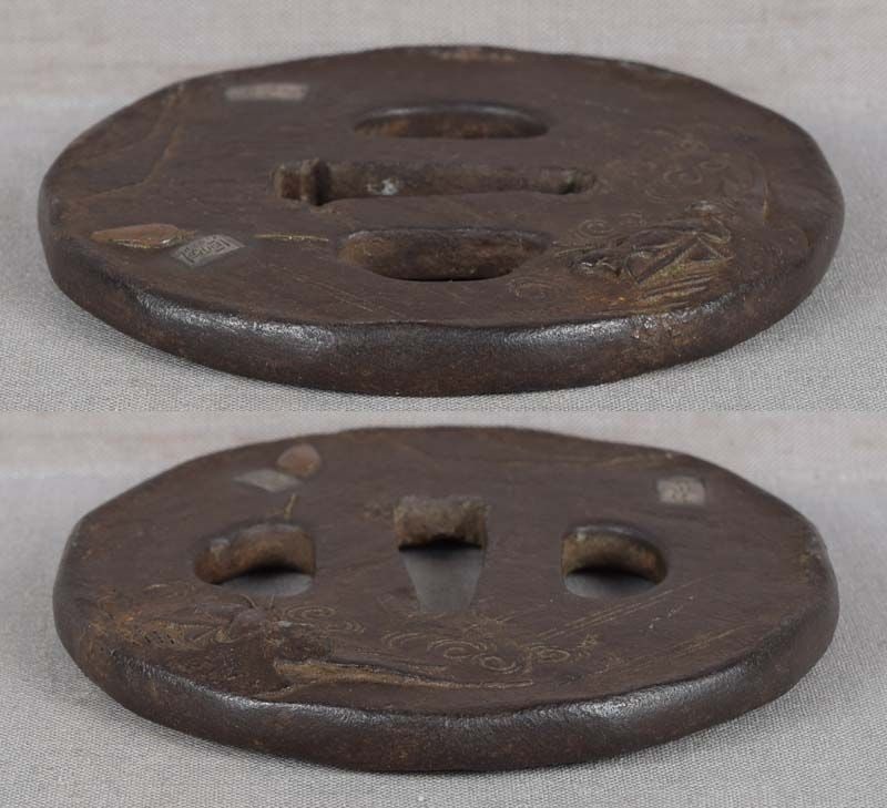 18c Japanese sword TSUBA TENGU in flight - 3