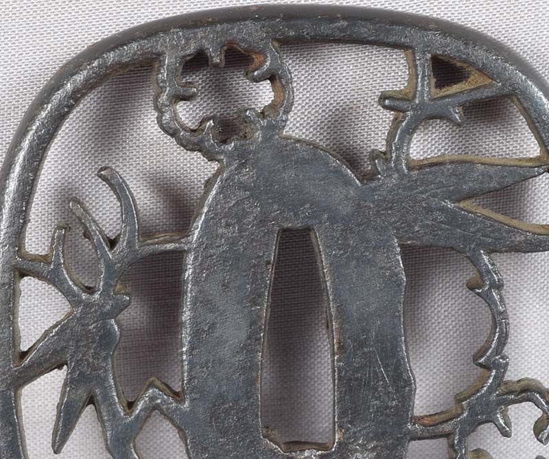 17/18c Japanese sword sukashi TSUBA bamboo and plum - 5