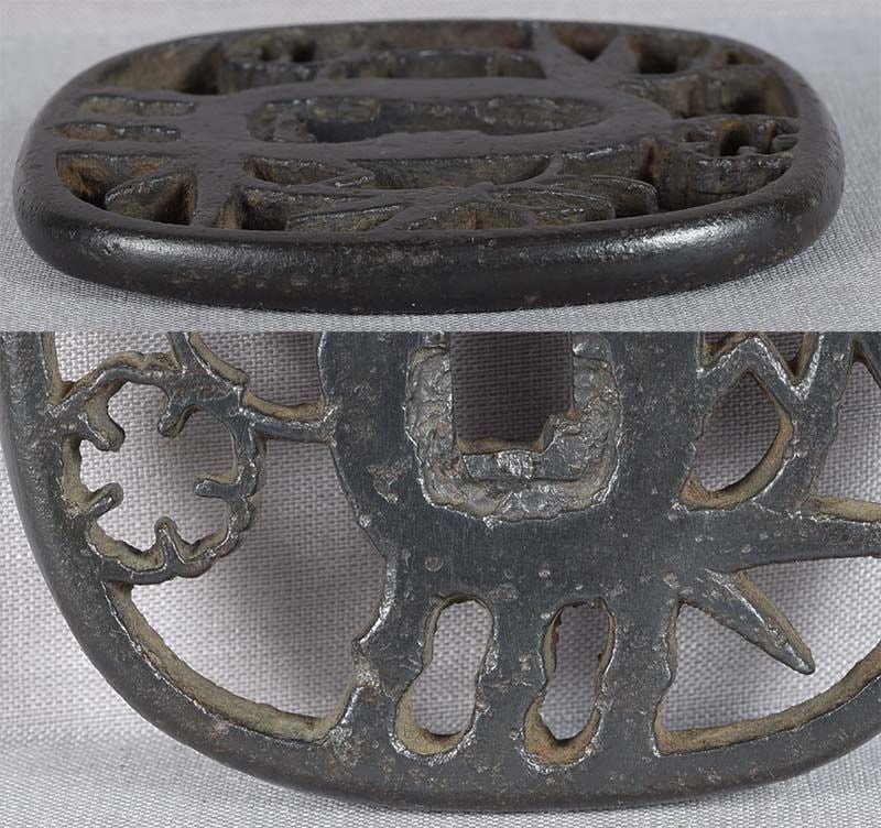 17/18c Japanese sword sukashi TSUBA bamboo and plum - 6