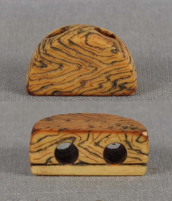 19c OJIME netsuke slide HALF DRUM - 2