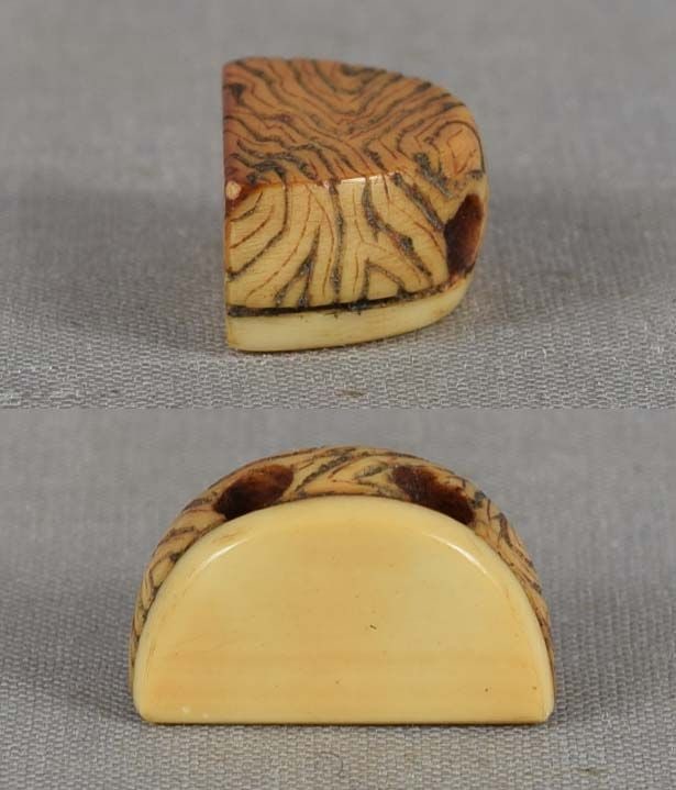19c OJIME netsuke slide HALF DRUM - 3