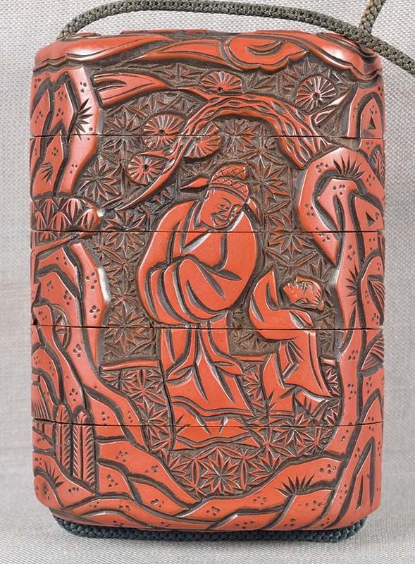 19c Japanese lacquer inro SCHOLARS by KIHAN - 2