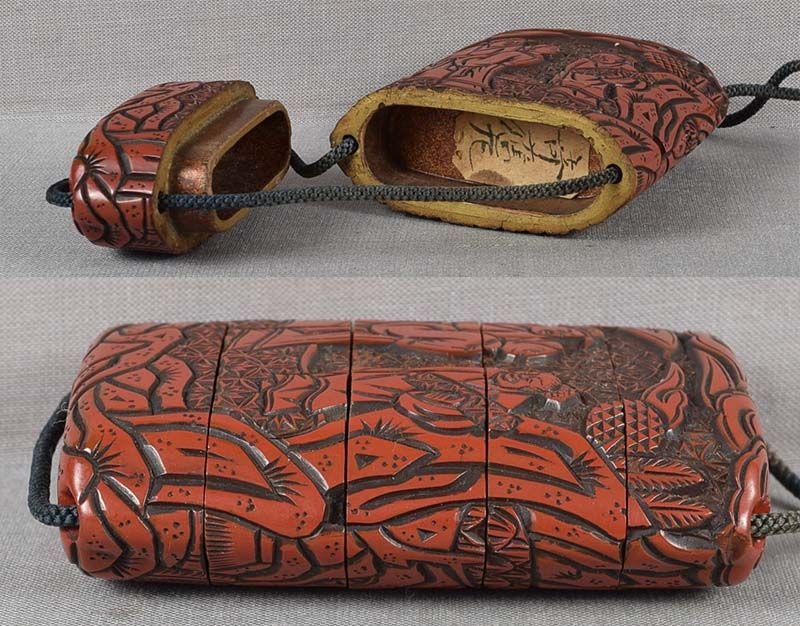 19c Japanese lacquer inro SCHOLARS by KIHAN - 3