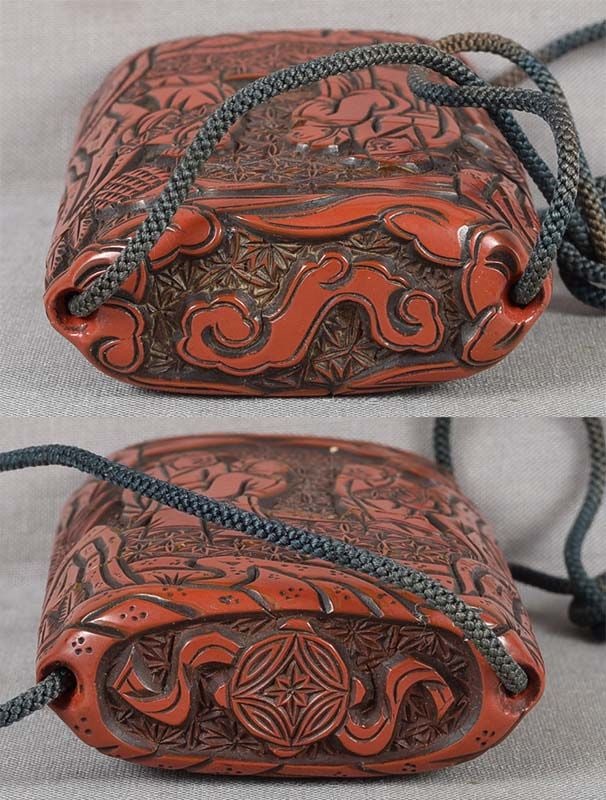 19c Japanese lacquer inro SCHOLARS by KIHAN - 4