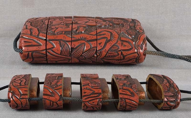 19c Japanese lacquer inro SCHOLARS by KIHAN - 5