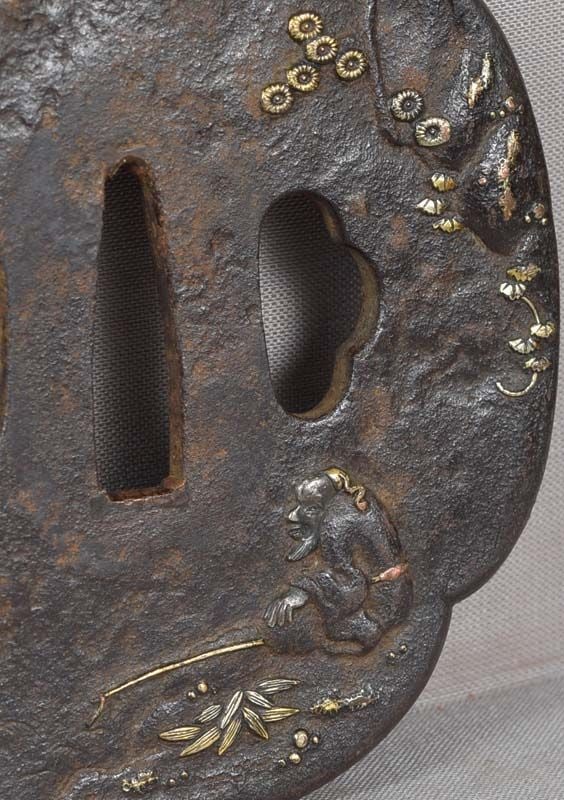 18c Japanese sword TSUBA SCHOLAR fishing - 2