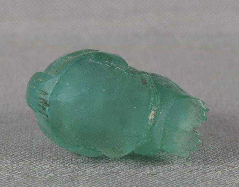 19c Chinese carving solid emerald RABBIT - 6