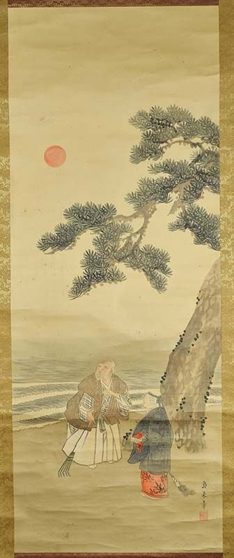 19c Japanese scroll painting JO & UBA after Nakajima Raisho (1 of 5)