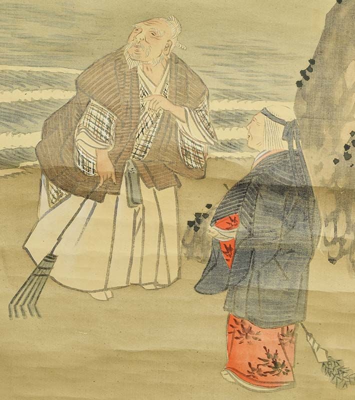 19c Japanese scroll painting JO & UBA after Nakajima Raisho - 3