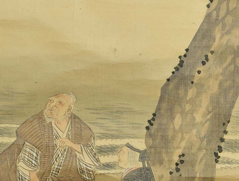 19c Japanese scroll painting JO & UBA after Nakajima Raisho - 5