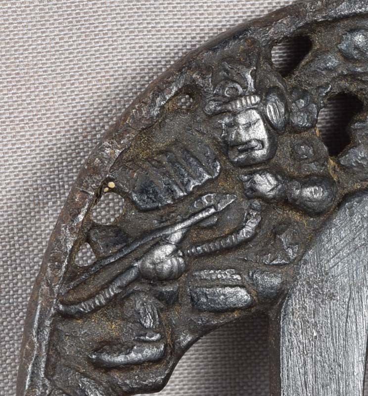 18c Japanese sword TSUBA 4 samurai by SOTEN - 5