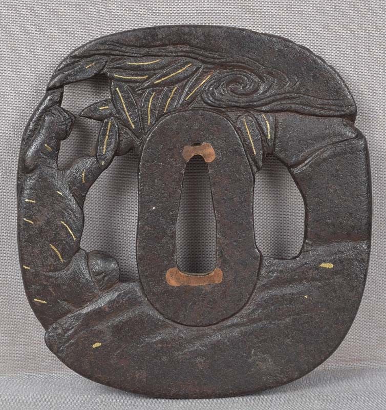 18c Japanese sword TSUBA TIGER & bamboo - 2