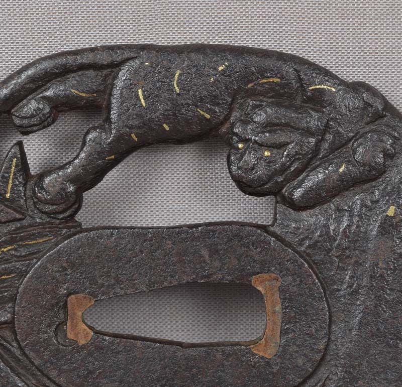 18c Japanese sword TSUBA TIGER & bamboo - 3