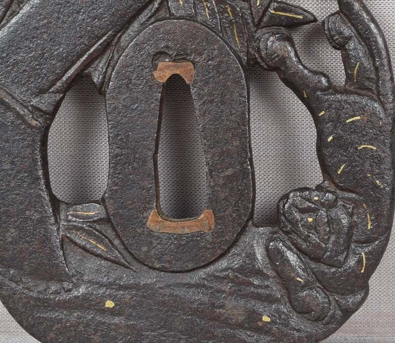 18c Japanese sword TSUBA TIGER & bamboo - 4