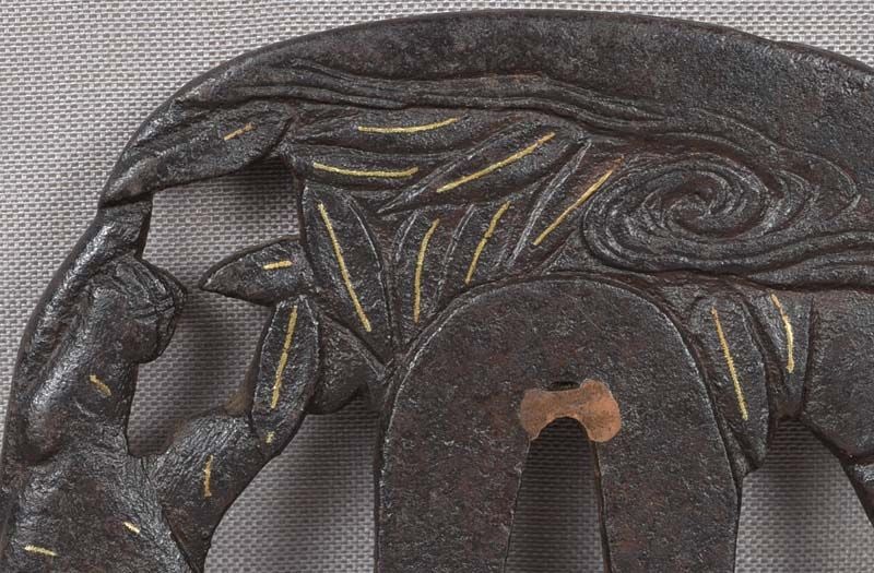 18c Japanese sword TSUBA TIGER & bamboo - 5