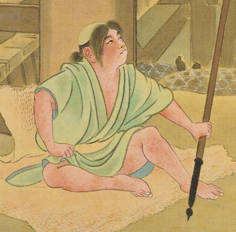 19c Japanese scroll painting YOSHITSUNE & BENKEI on Gojo Bridge - 4