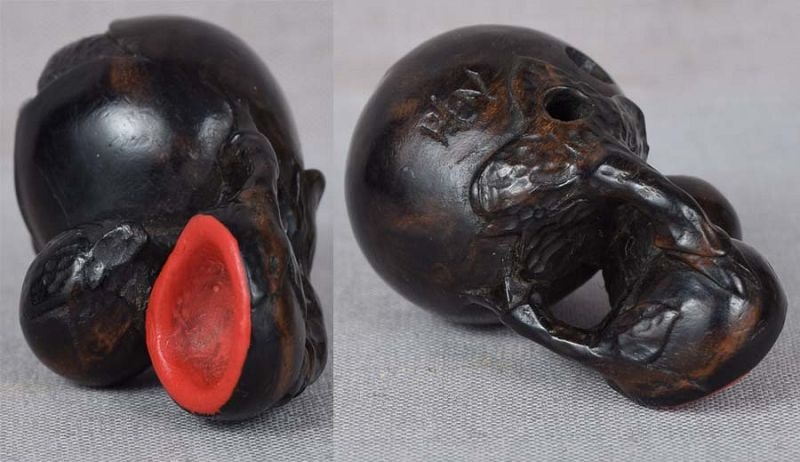 19c netsuke EGGPLANTS & SAKE CUP by MASAYUKI - 3