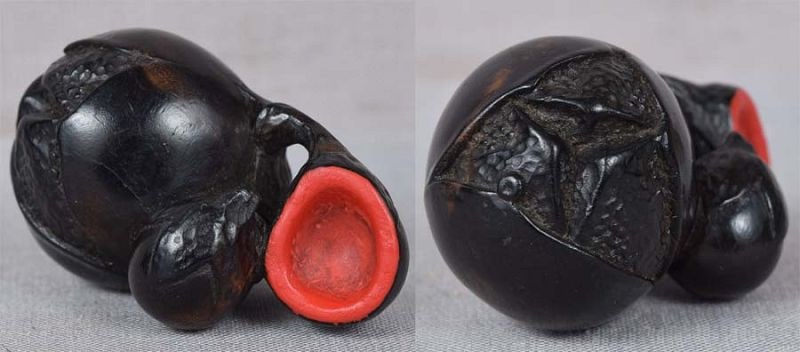19c netsuke EGGPLANTS & SAKE CUP by MASAYUKI - 5