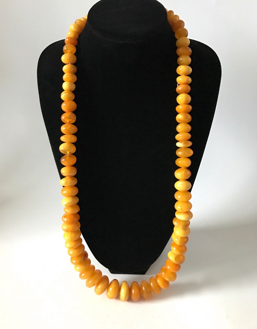 Astonishing Unique Vintage Amber Necklace made from Doughnut shaped Amber beads (1 of 9)