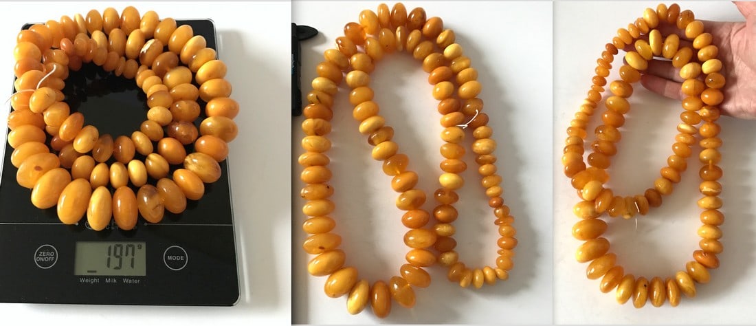 Astonishing Unique Vintage Amber Necklace made from Doughnut shaped Amber beads - 8
