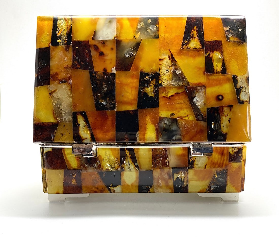 Antique Amber Jewellery box - 6