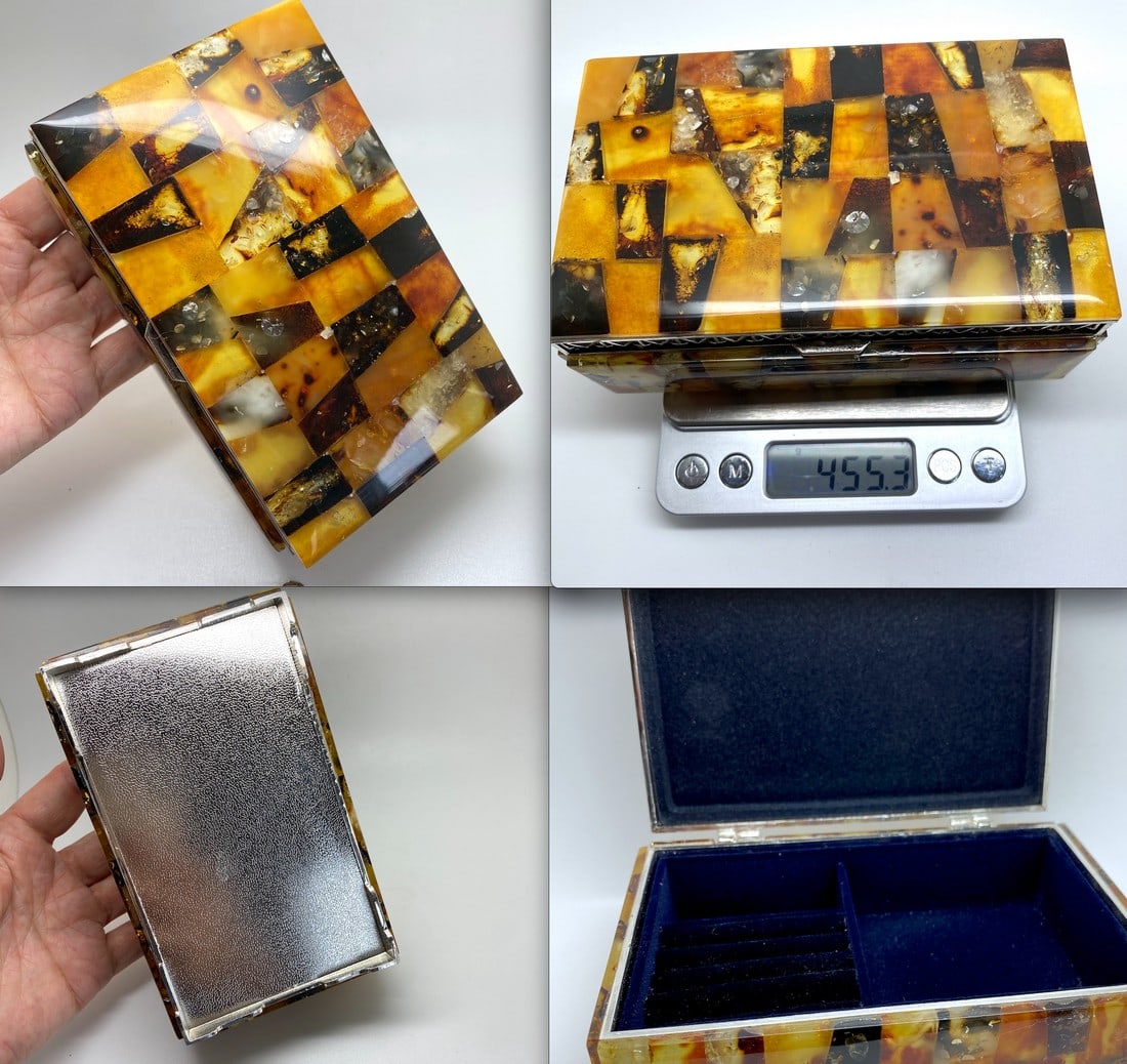 Antique Amber Jewellery box - 9