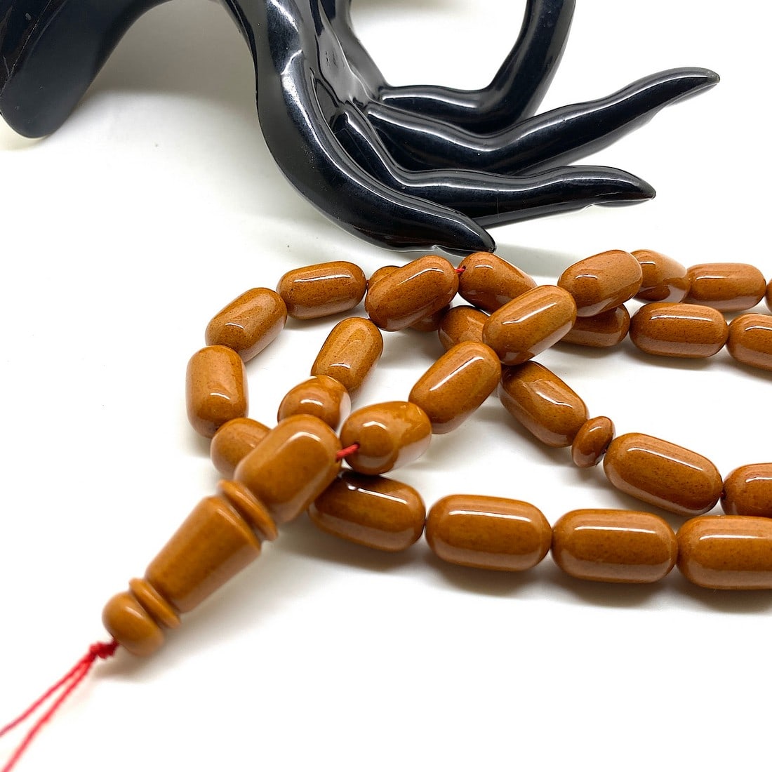 Antique Amber Tesbih made from Capsule shaped Amber beads - 5