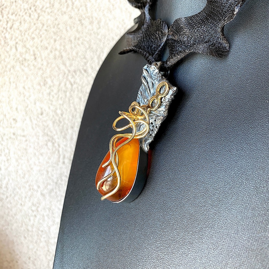 Exquisite Vintage Amber Pendant shaped like a Drop (1 of 10)