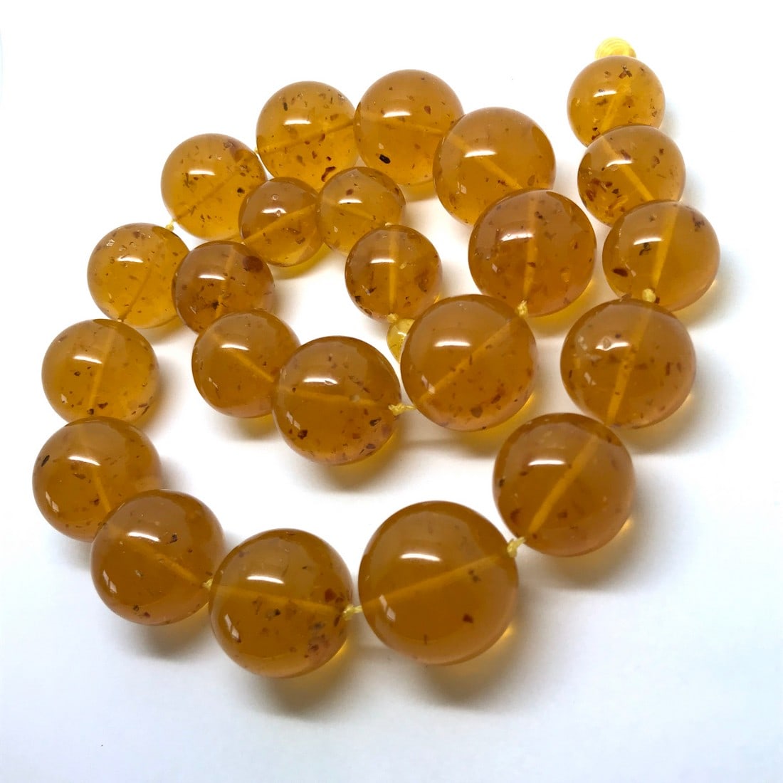 Outstanding Unique Vintage Amber resin Necklace made from Round Amber resin beads - 6