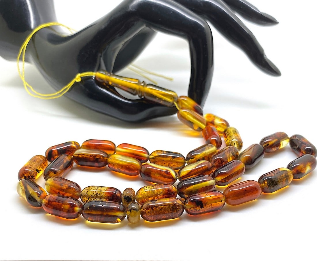 Amber Tesbih made from Barrel tablet shaped Amber beads - 4